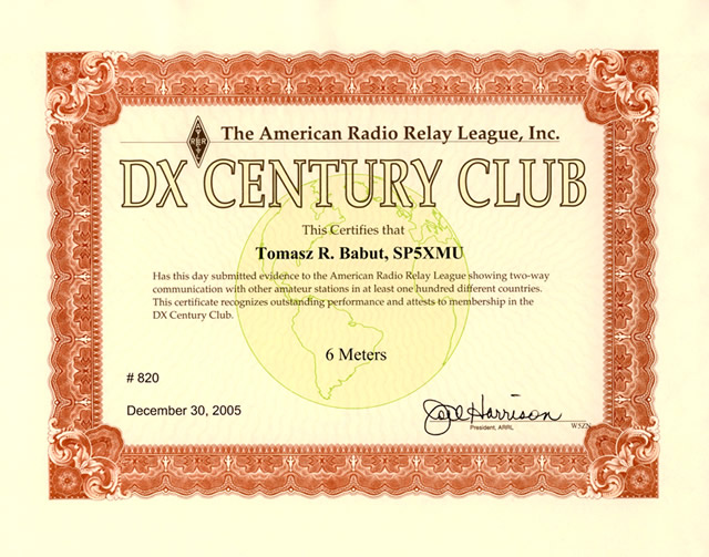 ARRL DXCC 50MHz #820 SP5XMU